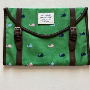 Sloane Ranger Envelope Bag - Preppy, Green bag with pink and blue whales